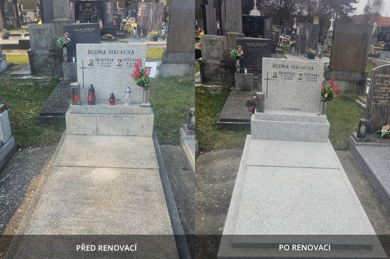 Rekonstrukce hrobu a renovace náhrobní desky v Olomouci