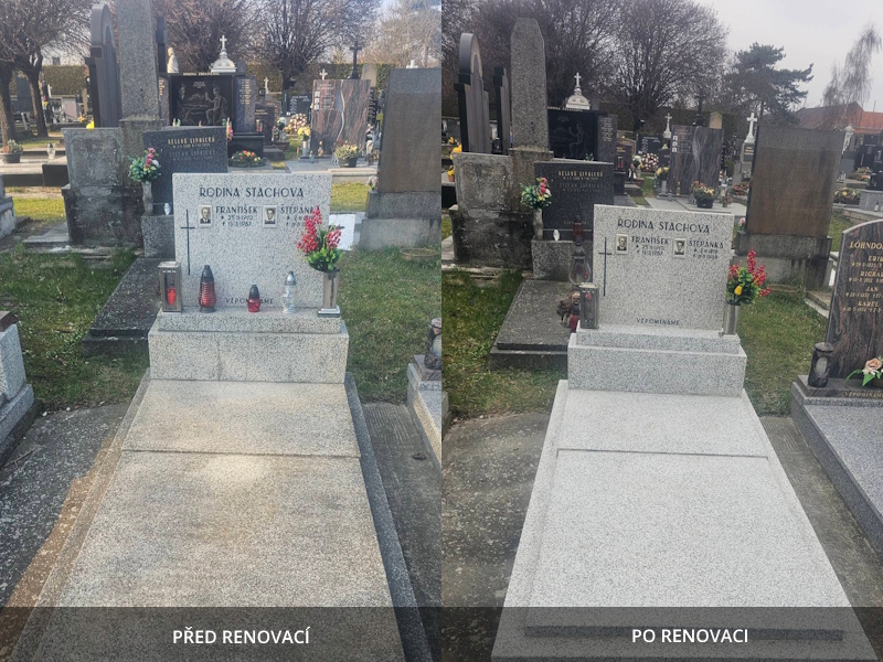 Renovace hrobu broušením desky z terasa