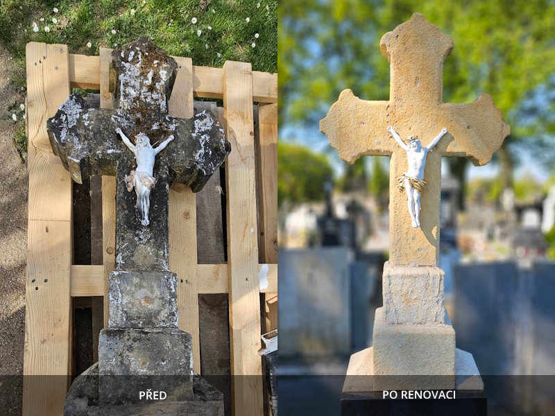Renovace pískovcového kříže