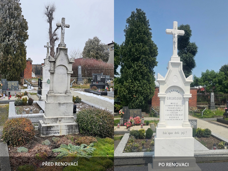 Renovace mramorového kříže a hrobového místa