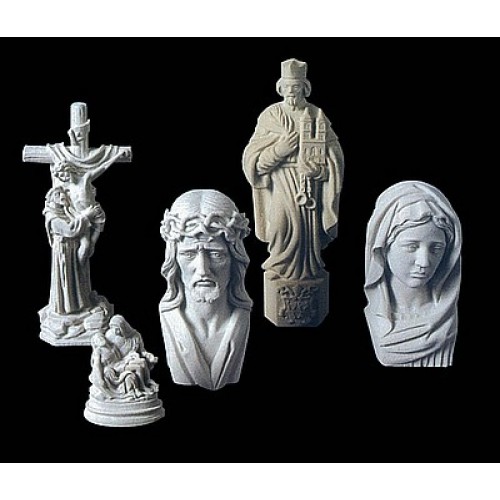 Kamenná náhrobní dekorace - busta Panny Marie