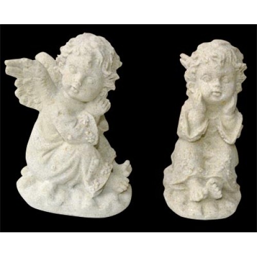 Kamenná náhrobní dekorace - sedící andílek